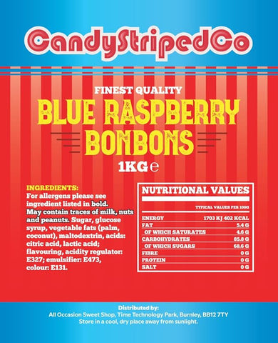 Blue Raspberry Bonbons Sweets Bag - 1kg
