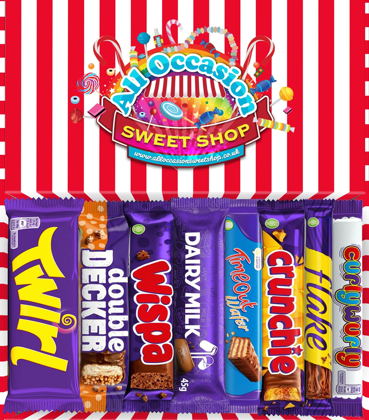 Cadbury Chocolate Gift Box Selection Hamper with Full Sized Bars – 8pcs - Assorted Dairy Milk Chocolates, Ideal for Him & Her, Happy Birthday'S & Thank You Gifts. Dairy Milk, Twirl, Double Decker, Wispa, Crunchie, Flake, Time Out, Curly Wurly