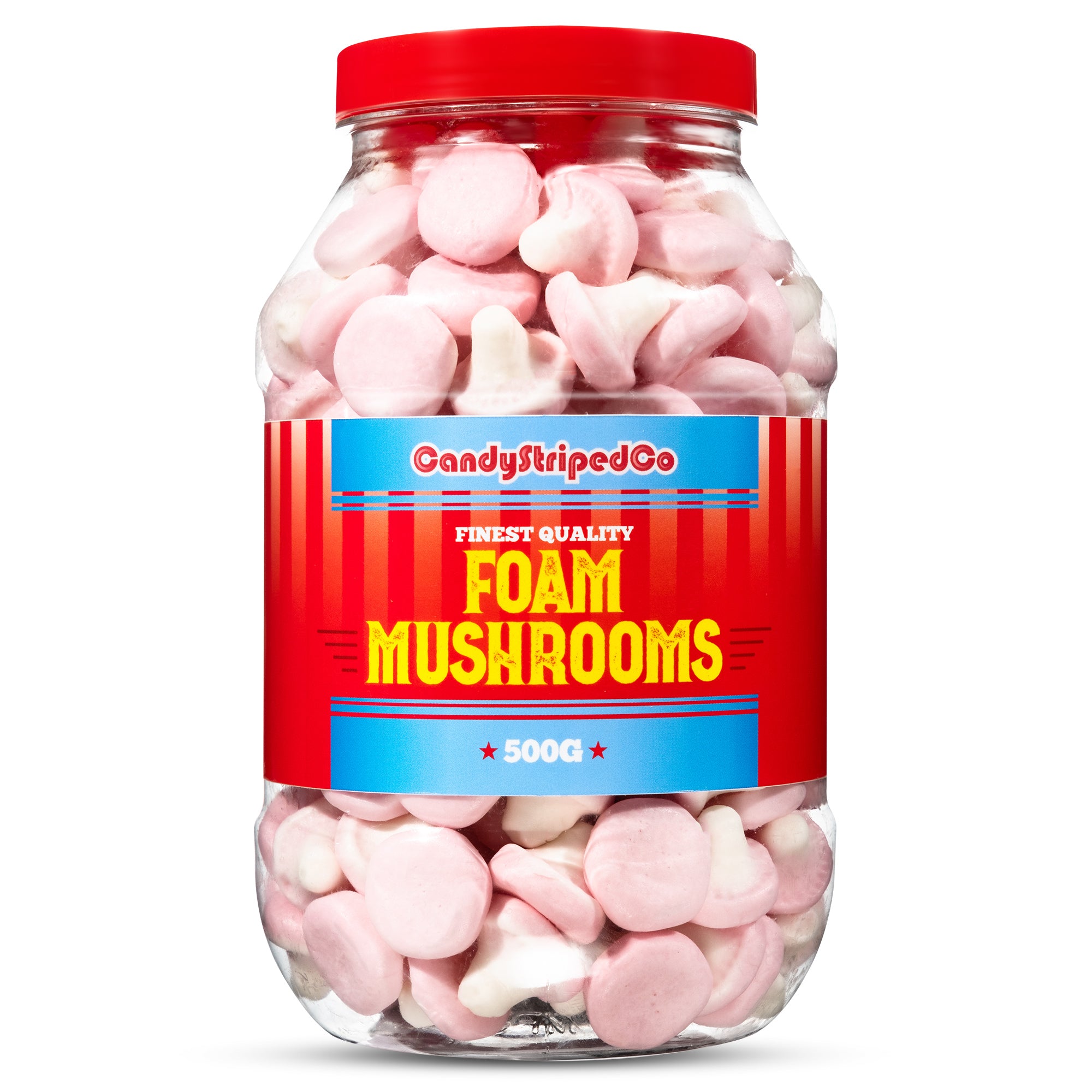 Foam Mushrooms Retro Sweets Jar 500g