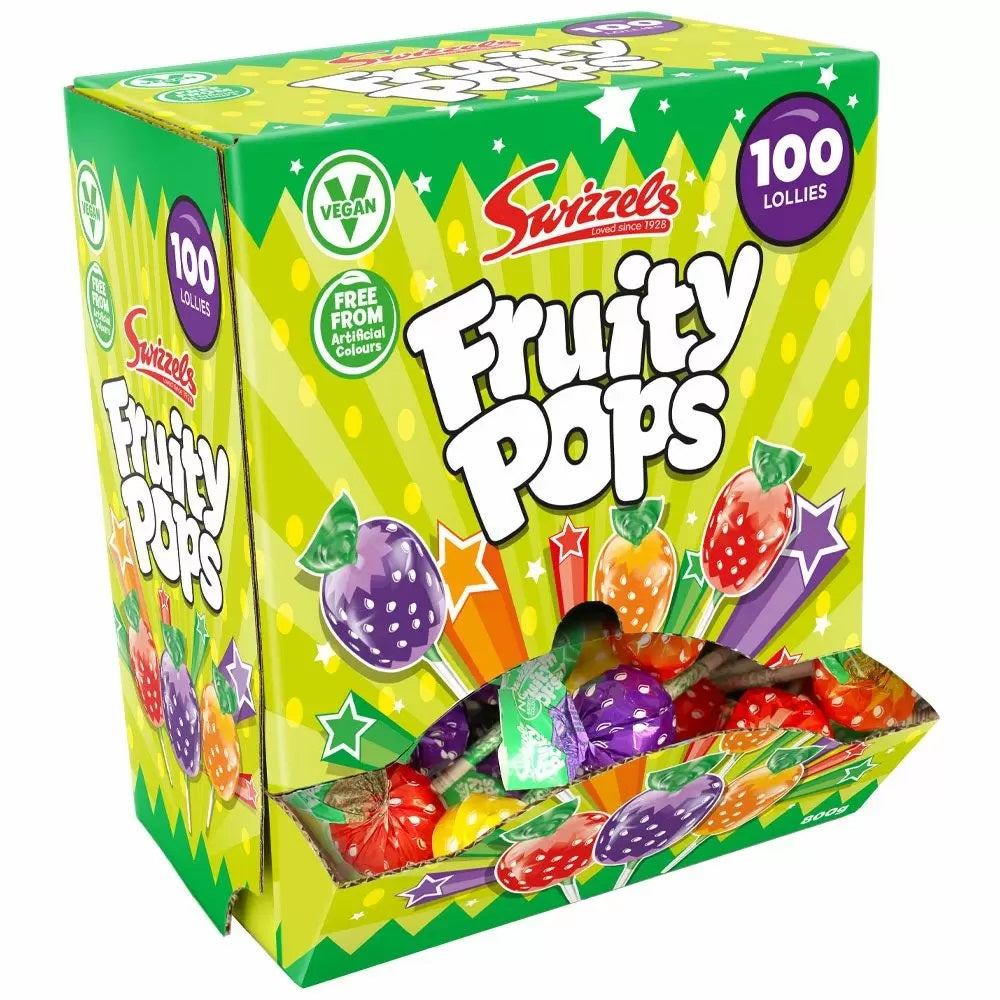 Fruity Pops Lollies Full Box 100 Lollipops
