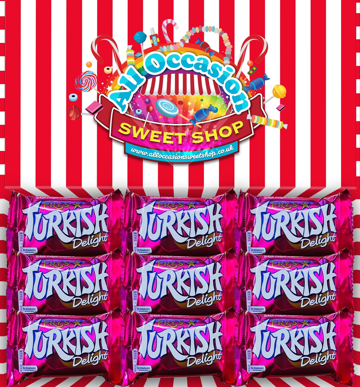 Fry's Turkish Delight Postal Gift Box - 9pcs - A Perfect Present For Men, Women & Kids At Birthdays, Congratulations and Father'S Day