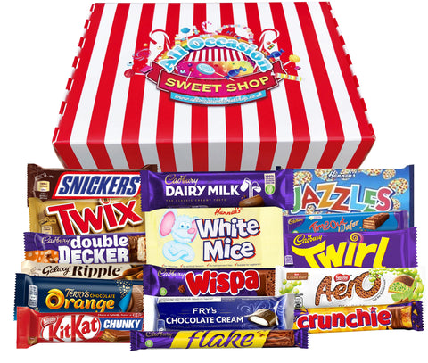Chocolate Gift Box Hamper - 16 Full Size Cadbury, Galaxy & Nestle Chocolate Bars