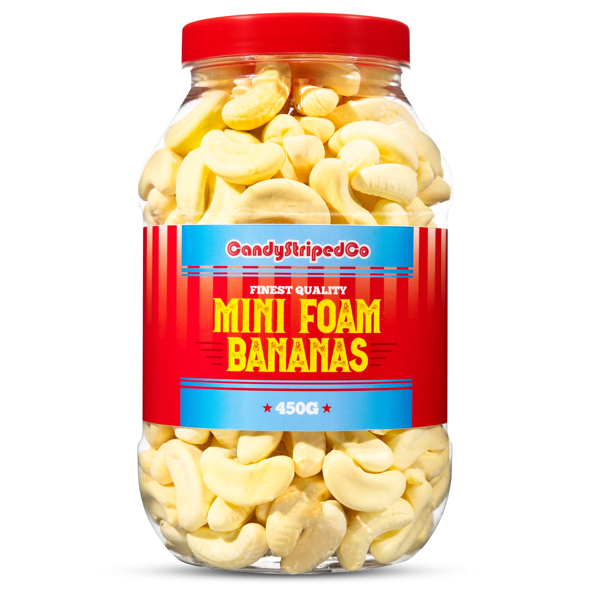 Mini Foam Bananas Retro Sweets Jar 450g