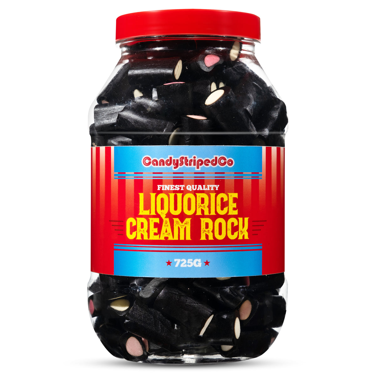 Liquorice Cream Rock Retro Sweets Jar 725g