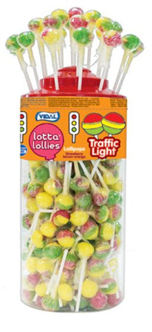 Traffic Light Lollies Full Tub 150 Lollipops